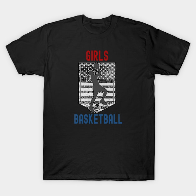 Girls Basketball, USA Basketball T-Shirt by Cor Designs